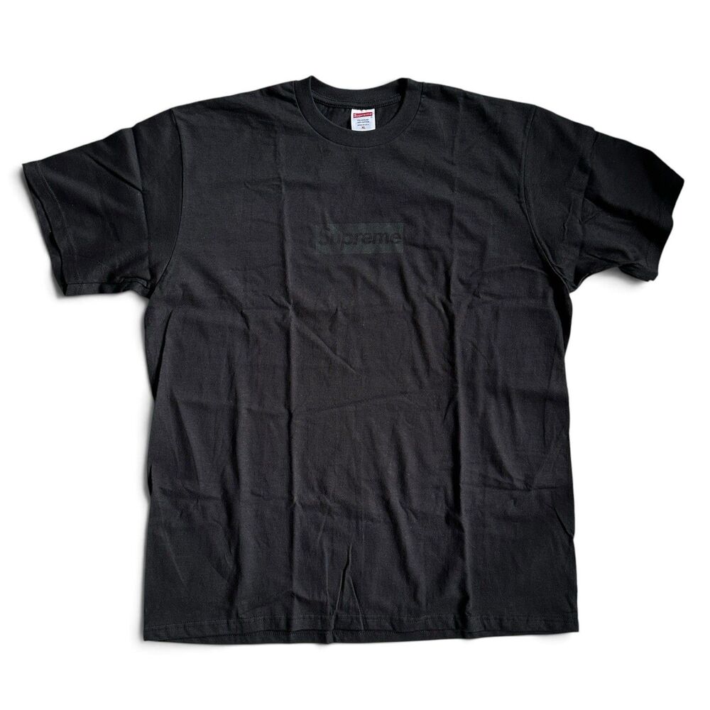 New SUPREME NY Vintage Black on Black Tonal BOX LOGO T-Shirt XL Made in USA